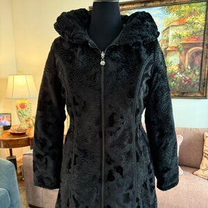 Black Reversible Fitted Lambs Wool/Quilted Coat
